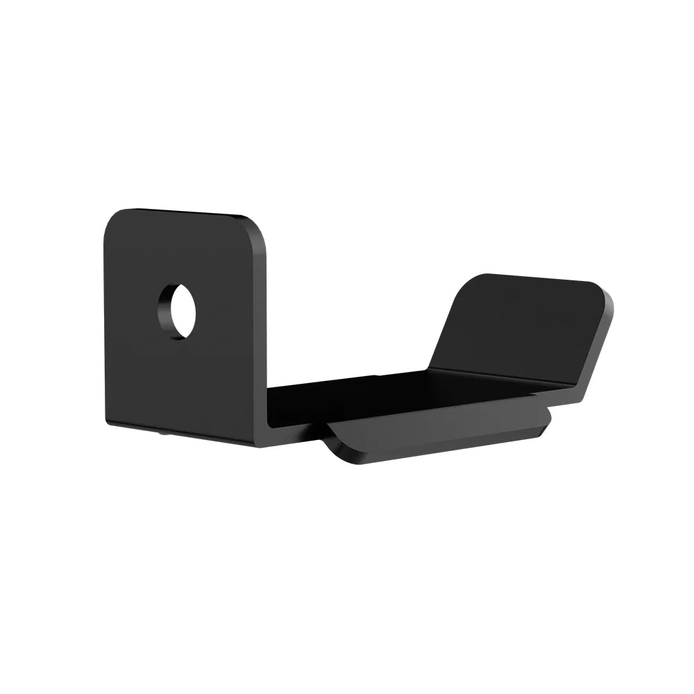 Left three-quarter view of the black SIMGASM accessory holder with its raised end supports