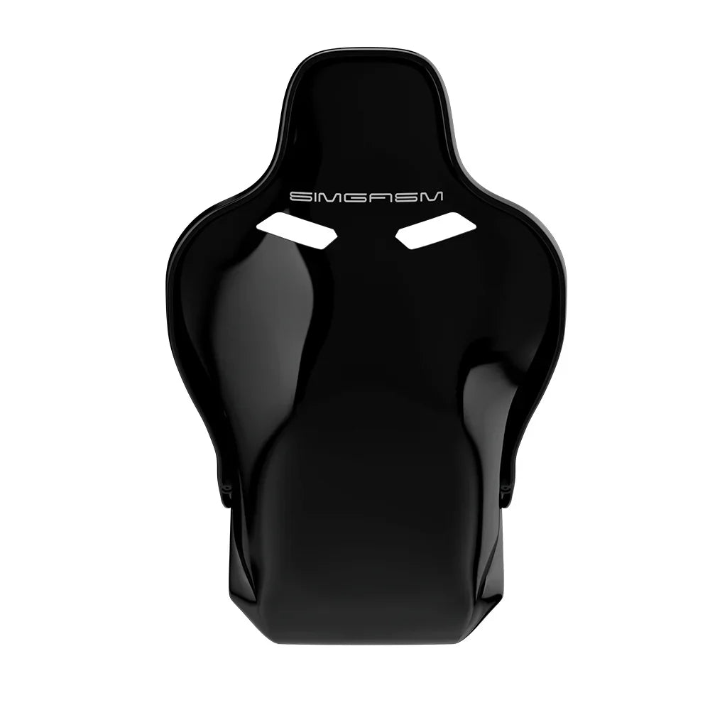 Rear view showing black trim on the black-shell SIMGASM Atlas Formula seat