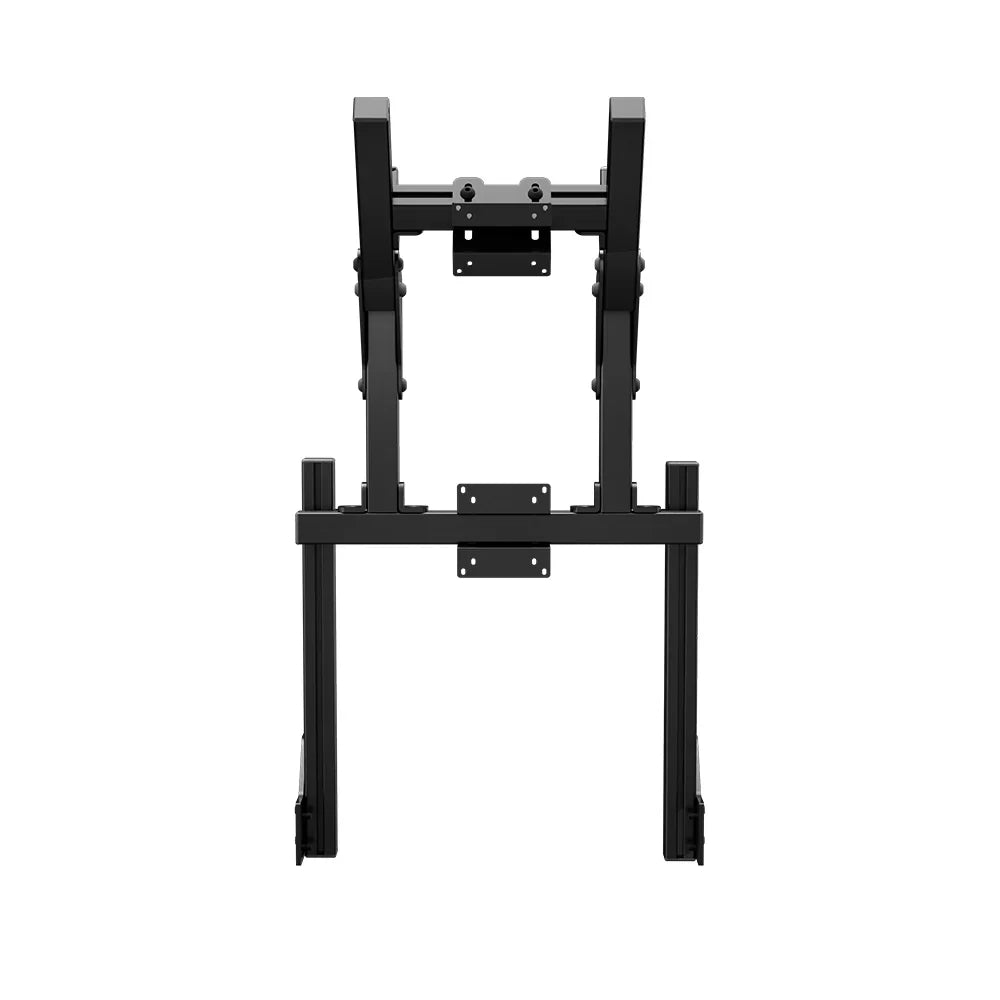 Straight-on view of the Core double stand with upper and lower VESA mounting plates