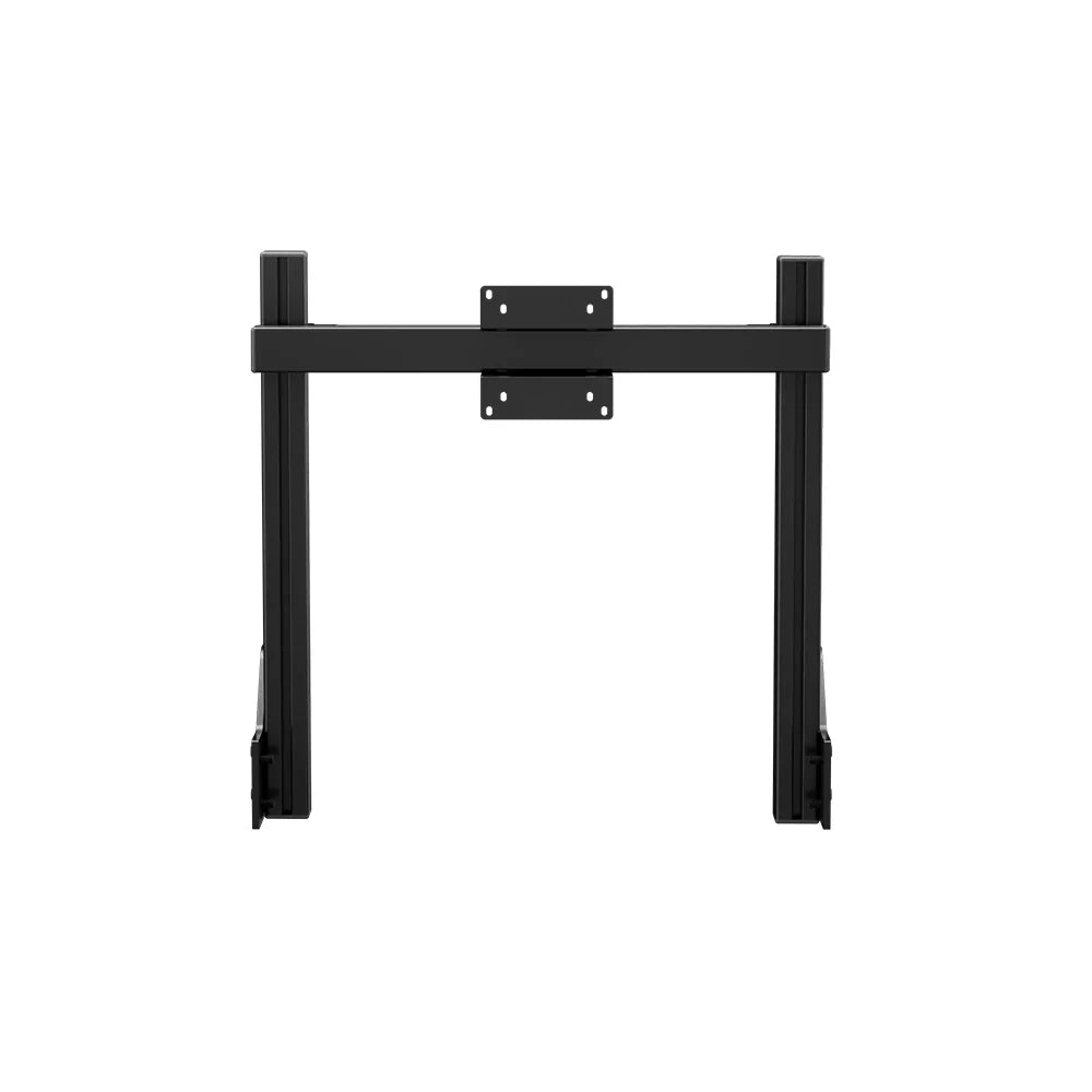 Straight-on view of the SIMGASM Core single monitor stand with twin uprights and centered VESA 75/100 plate