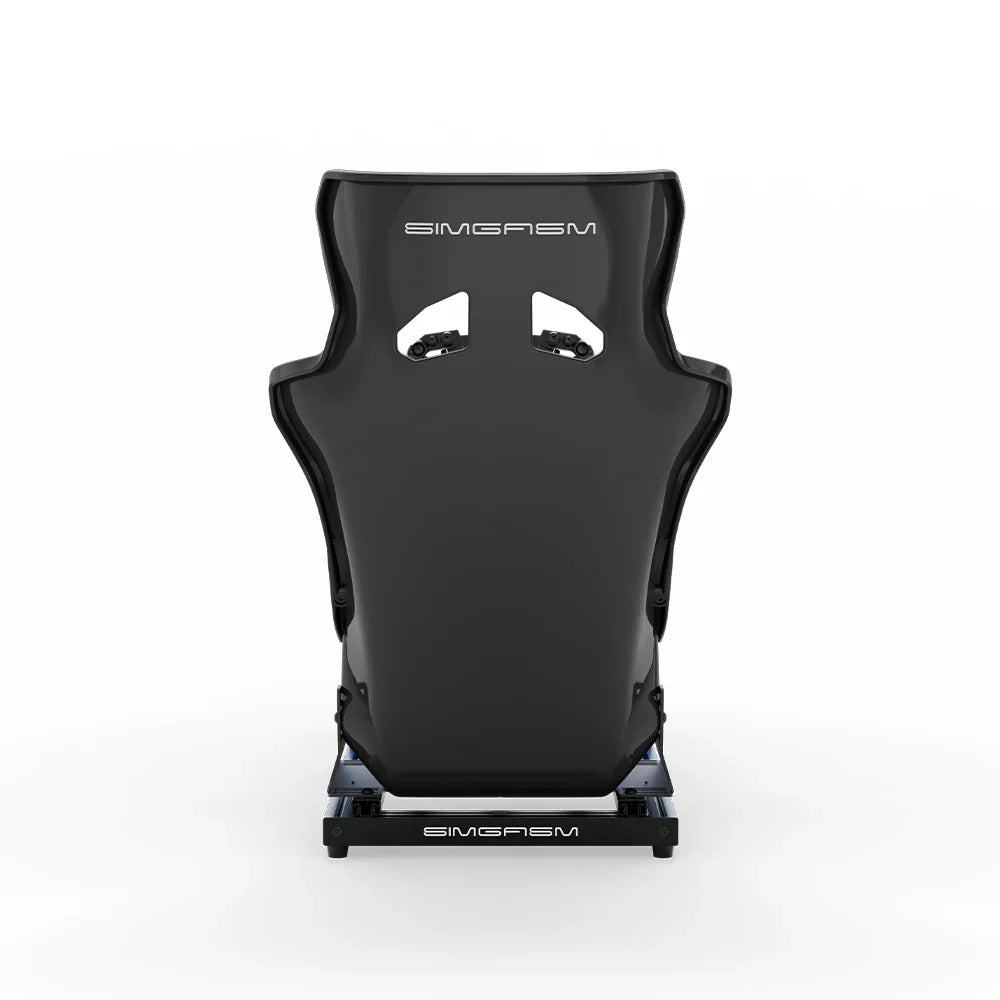 SIMGASM Hobby blue sim racing cockpit, blue GT seat, rear view of seat shell