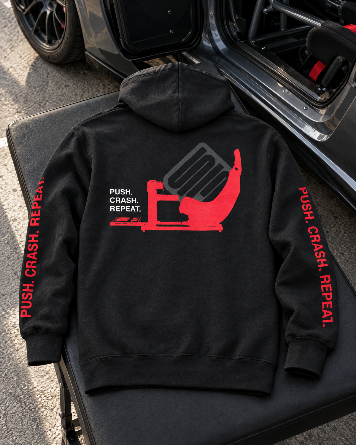 SIMGASM | Push. Crash. Repeat. Hoodie - Black