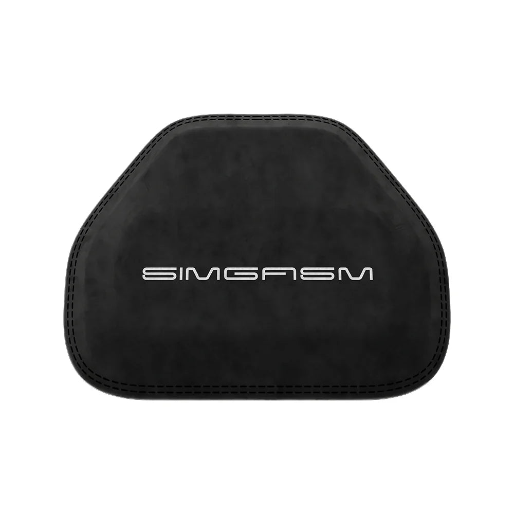 Front view of the black lumbar support cushion for the SIMGASM Atlas GT seat