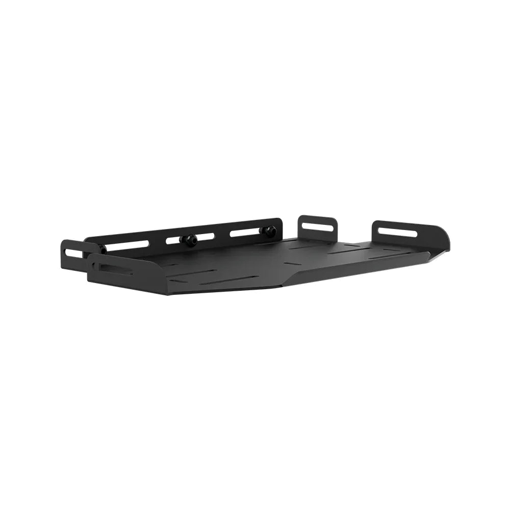 Left three-quarter view of the empty black SIMGASM PC tray with raised retaining edges