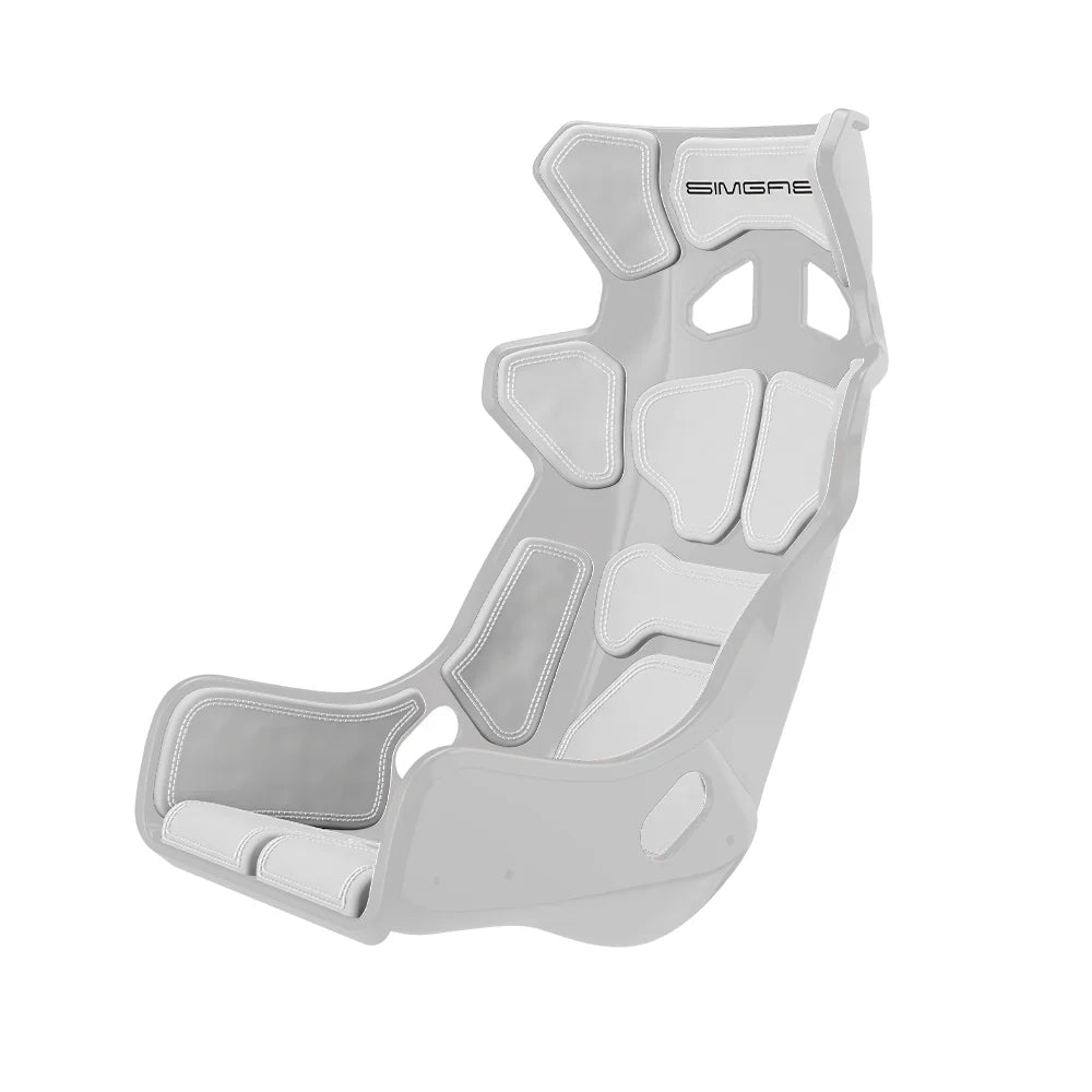 White Atlas GT cushions fitted to a white seat shell in three-quarter view