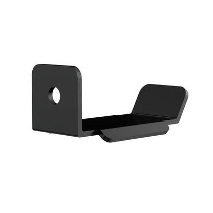 Left three-quarter view of the black SIMGASM accessory holder with its raised end supports