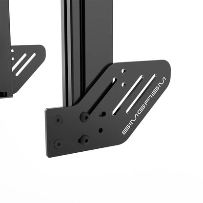 Close-up of the slotted cockpit mounting bracket on the SIMGASM Apex monitor stand