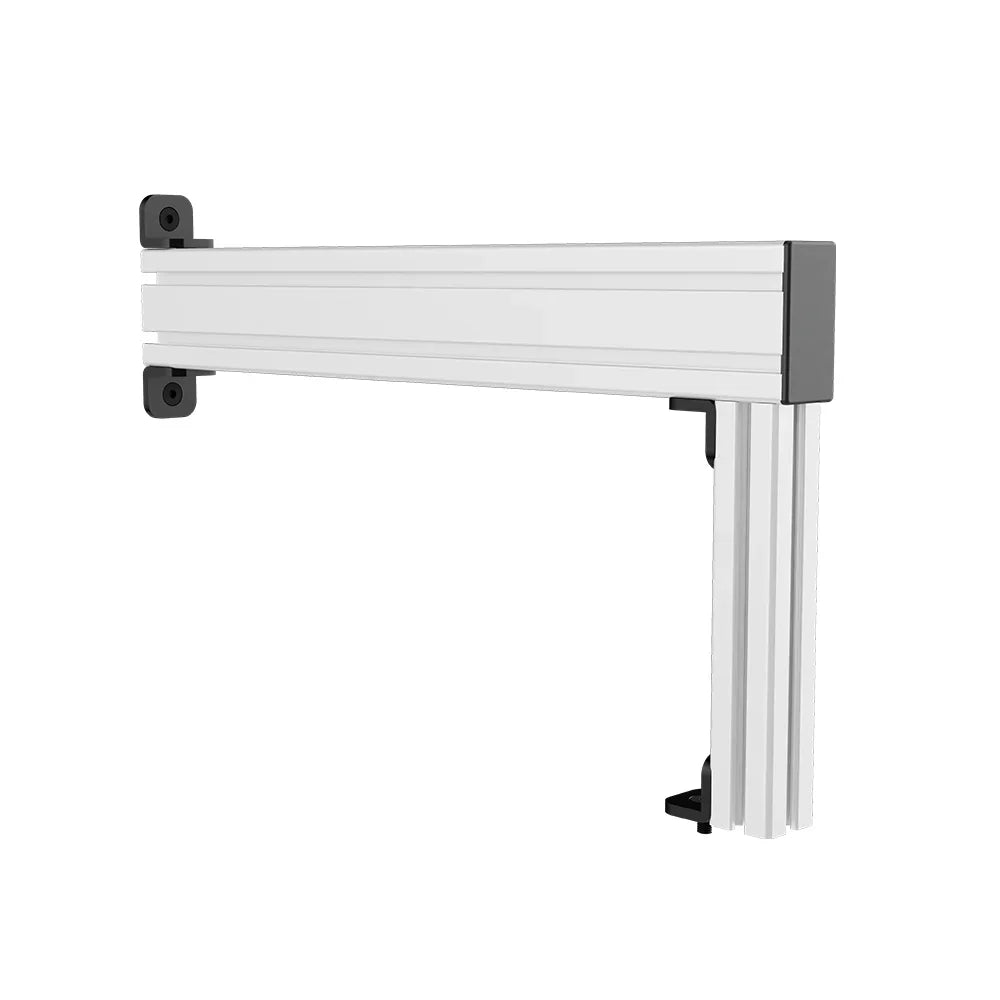 End-on three-quarter view of the white SIMGASM Apex side-profile mounting arm
