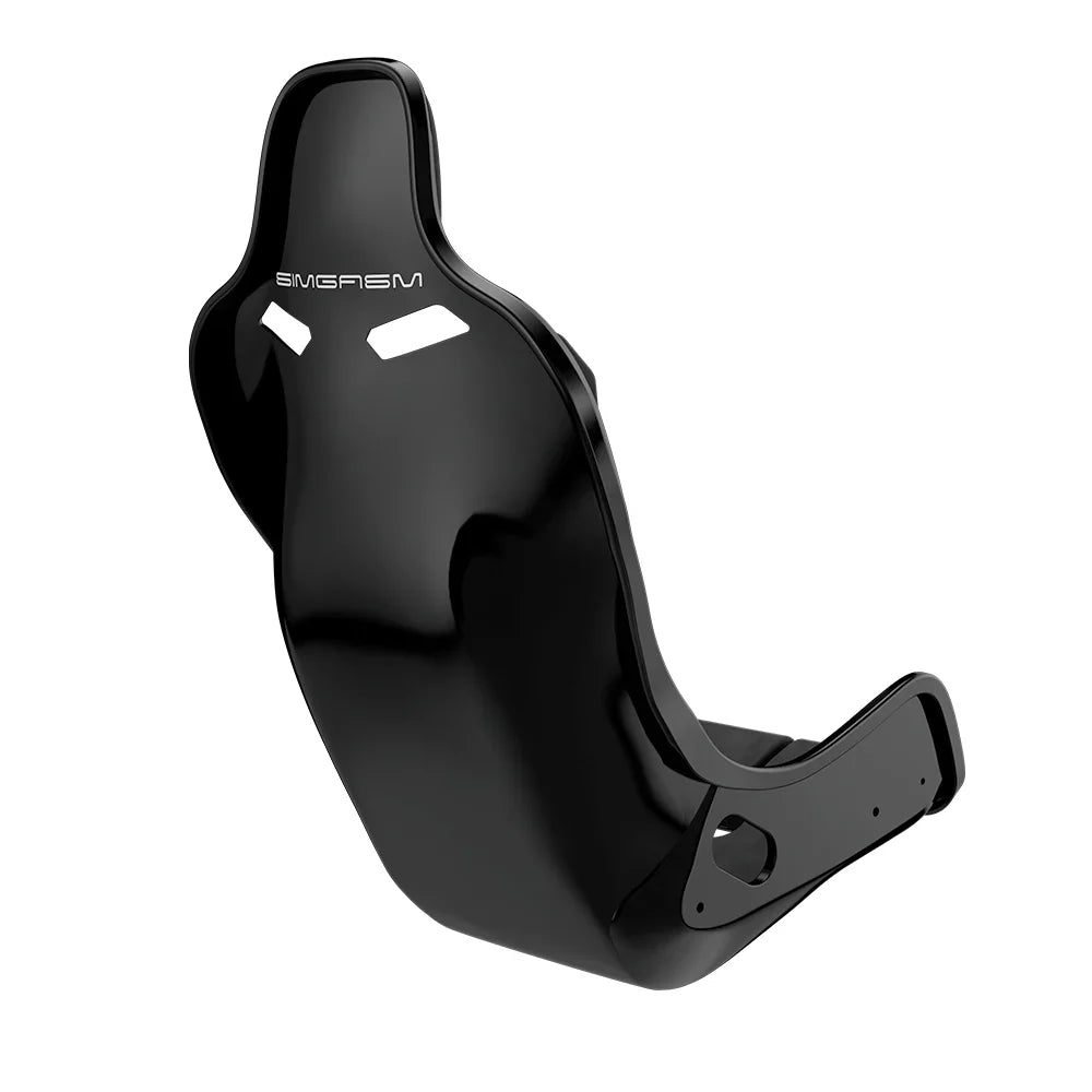 Rear three-quarter view showing the outer profile of the black-shell SIMGASM Atlas Formula seat