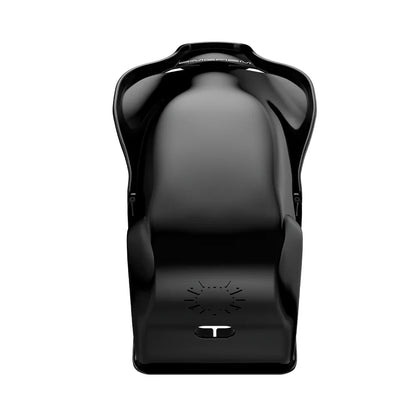 Top-down view of the black-shell SIMGASM Atlas Formula seat without the removable cushions