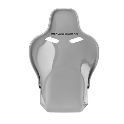 Rear view showing black trim on the white-shell SIMGASM Atlas Formula seat