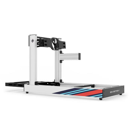 SIMGASM Club Marini sim racing cockpit, arched wheel-mount plate, side-profile studio view