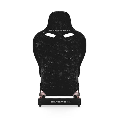 SIMGASM Club red sim racing cockpit, Forged Carbon Look Formula seat, rear view of seat shell