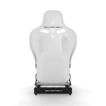 SIMGASM Club RothBros sim racing cockpit, white Formula seat, rear view of seat shell