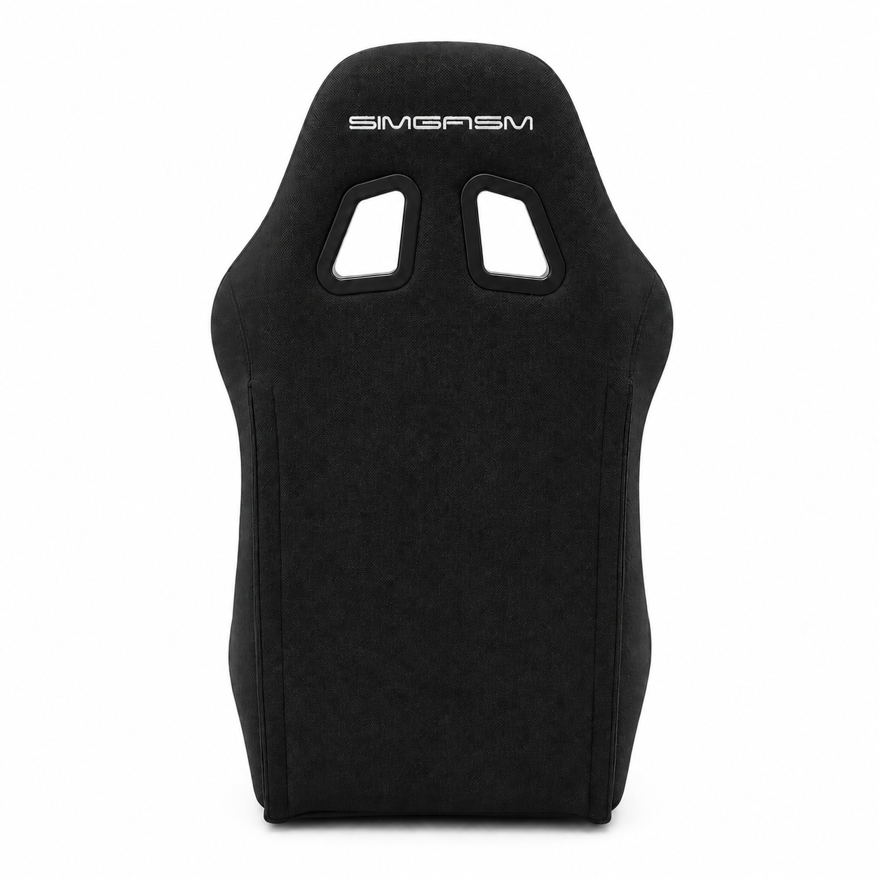 Rear view of the black SIMGASM Core bucket seat with twin harness openings