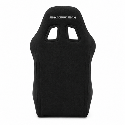 Rear view of the black SIMGASM Core bucket seat with twin harness openings