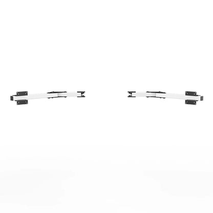 Straight-on product view of the white SIMGASM Core monitor-stand side-arm set with its VESA brackets