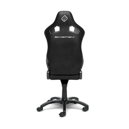 Rear view of the black SIMGASM Core reclining office chair on its caster base