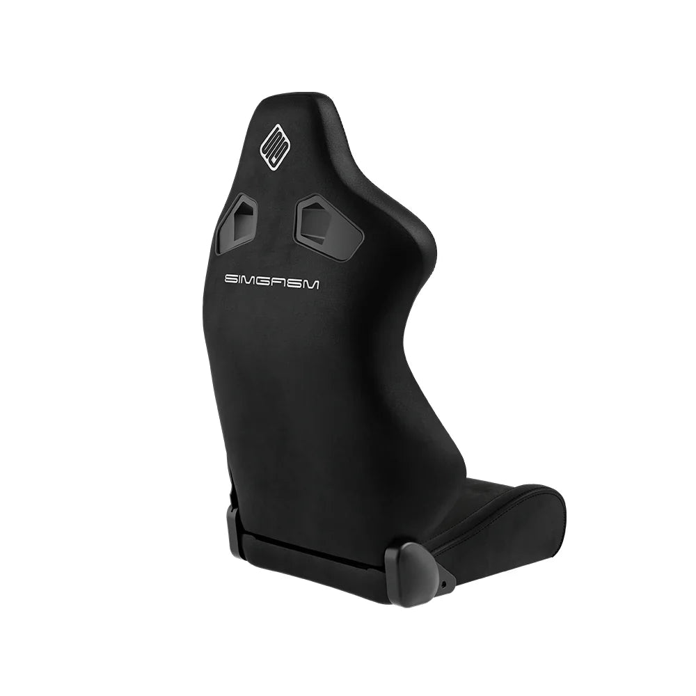 Rear-right three-quarter view of the black SIMGASM Core reclining seat