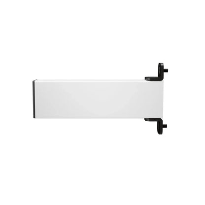 Side profile of the white SIMGASM Core mounting arm with both end brackets visible