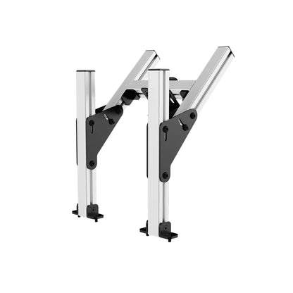 Right three-quarter product view of the white SIMGASM Core top monitor mount with its VESA brackets