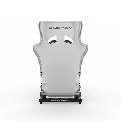 SIMGASM Hobby Marini sim racing cockpit, white GT seat, rear view of seat shell