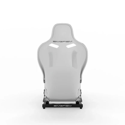 SIMGASM Hobby Marini sim racing cockpit, white Formula seat, rear view of seat shell
