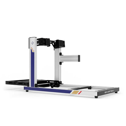 SIMGASM Hobby RothBros sim racing cockpit, side-mount wheel brackets, side-profile studio view