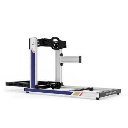 SIMGASM Hobby RothBros sim racing cockpit, front-mount wheel plate, side-profile studio view