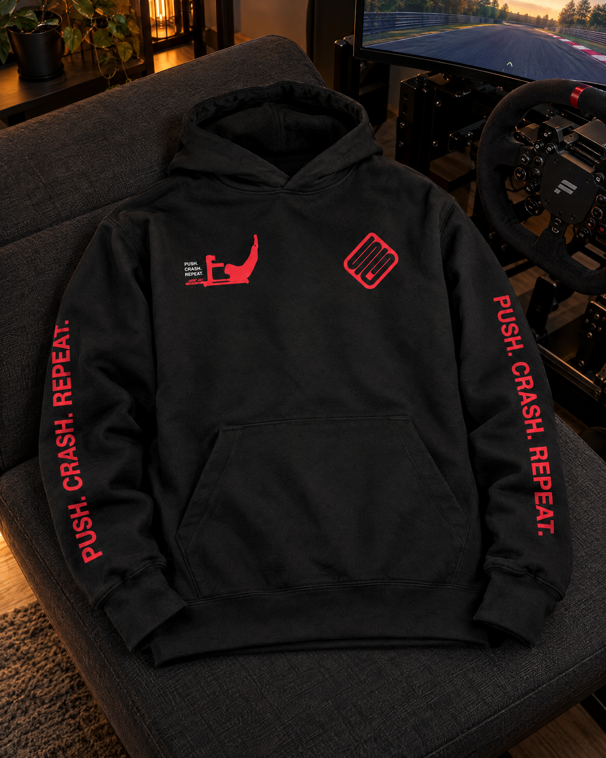 SIMGASM | Push. Crash. Repeat. Hoodie - Black