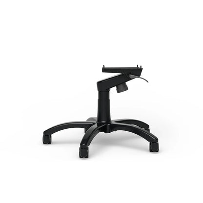 Low side view of the black SIMGASM office-chair base with five caster legs