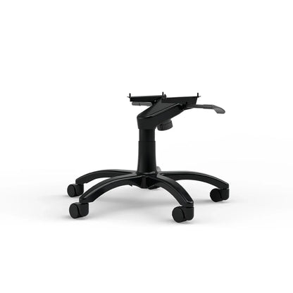 Left three-quarter view of the black SIMGASM office-chair base and tilt mechanism