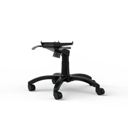 Rear three-quarter view of the black SIMGASM office-chair base and tilt controls