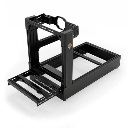 SIMGASM Pro sim racing cockpit in JPS livery with alternate round-opening wheel mount, front three-quarter view