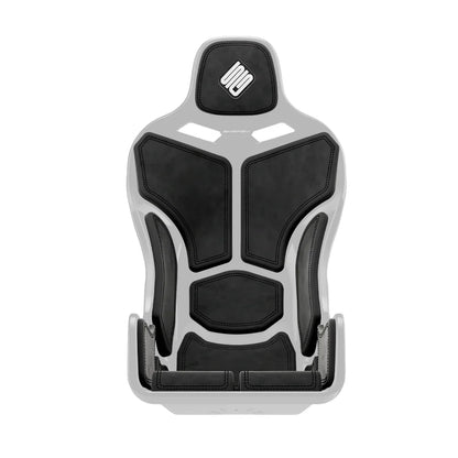 Black-shell SIMGASM Atlas Formula seat fitted with black cushions in a front three-quarter view