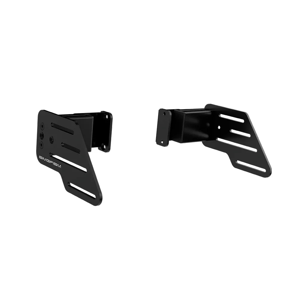 Right three-quarter view of the black SIMGASM side wheel mount and slotted plates