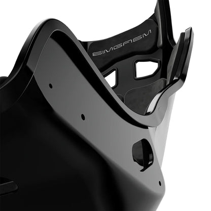 Close-up of the black cushions and side shell on the black-shell SIMGASM Atlas GT seat