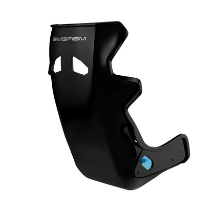 Rear three-quarter view showing blue side trim on the black-shell SIMGASM Atlas GT seat