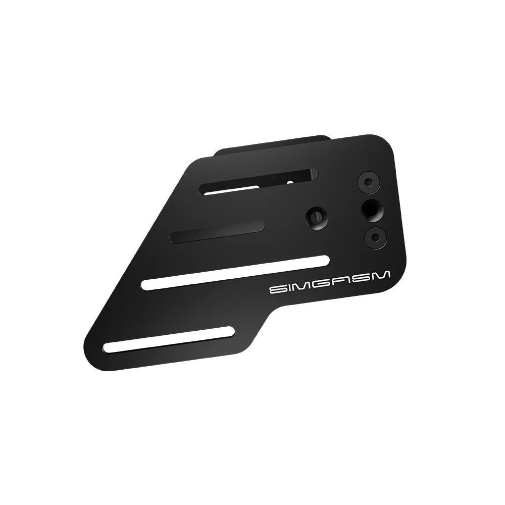 Close-up of one black SIMGASM wheel-mount base bracket with adjustment slots