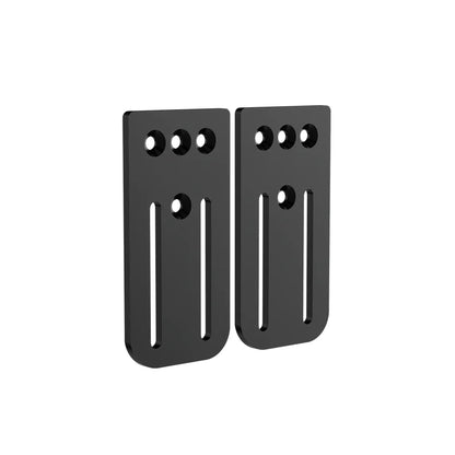 Front view of the paired small black SIMGASM wheel-mount side plates and vertical slots
